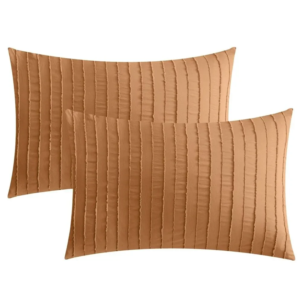 Pillowcases Standard Size Rust 2 Pack Boho Striped Bed Pillow Covers 20x26in